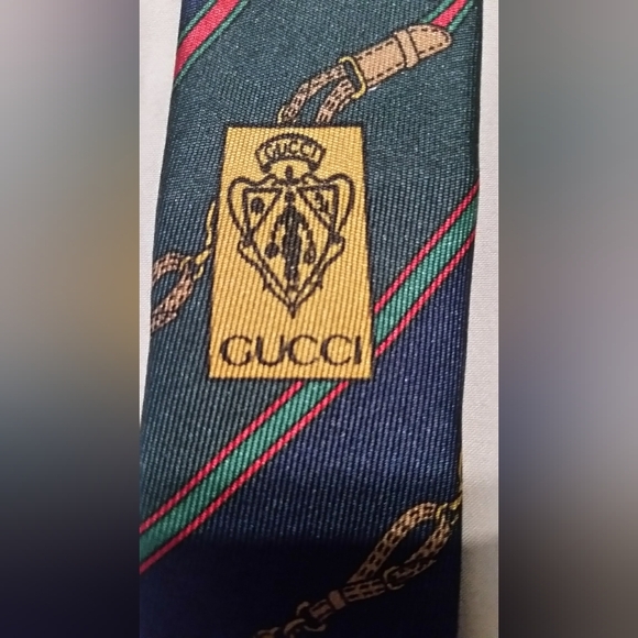 Authentic Vintage GUCCI 100% Silk Equestrian Tartan Made in Italy Neck Tye Tie - Picture 7 of 9